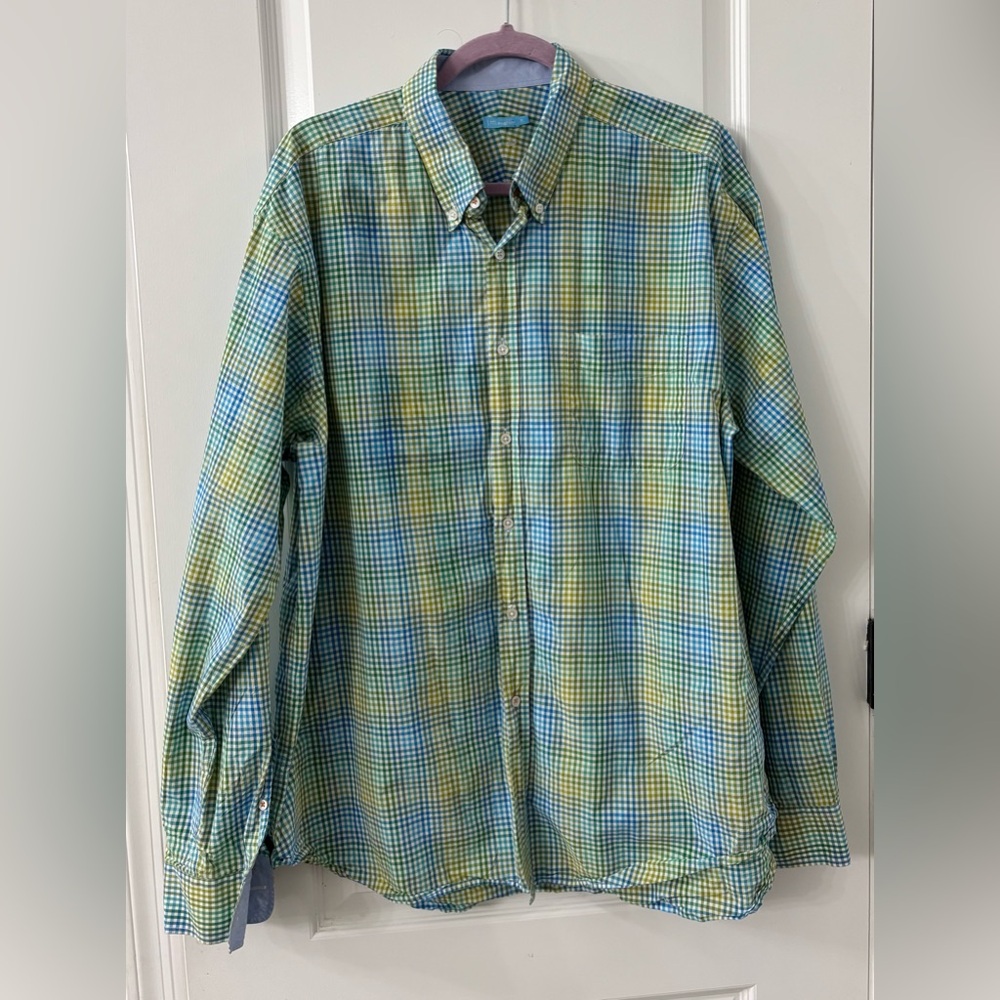 J. Mclaughlin Multicolor Checkered Button Down Sh… - image 1